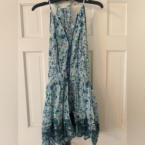 NWT Poupette St. Barth Floral Blue and Green Sleeveless Dress